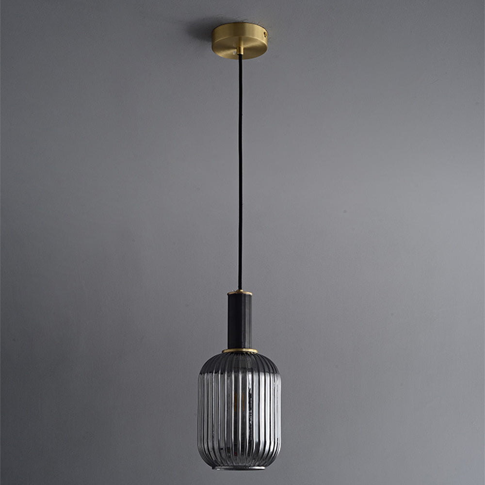 Modern Oval Ribbed Glass Pendant Light - Cueteks