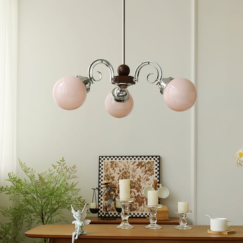 Vintage Kotter Cream Glass Chandelier - Cueteks
