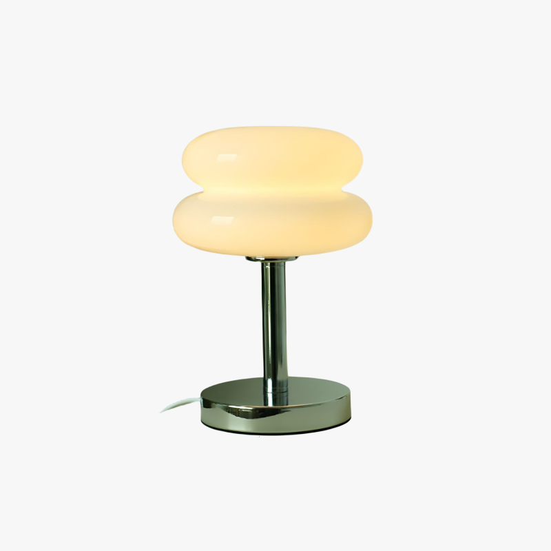 Morandi Nordic Round Metal/Glass Table Lamp, White/Beige/Pink - Cueteks