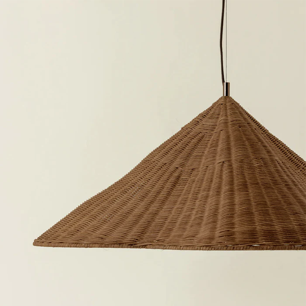 Retro Scalloped Wabi-sabi Woven Rattan Pendant Light - Cueteks