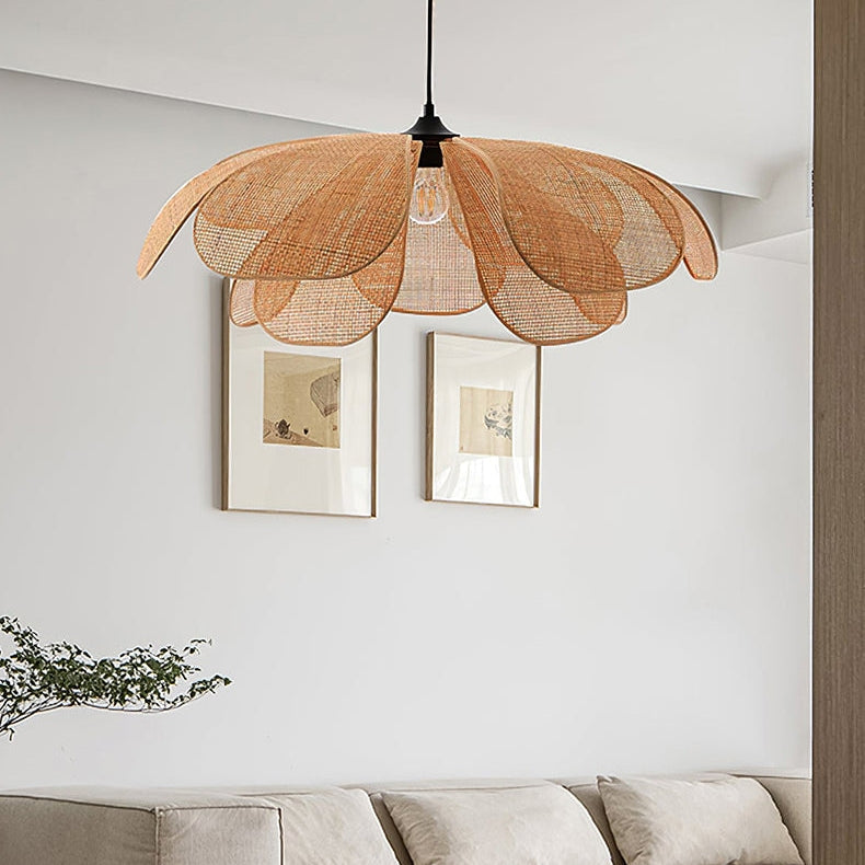 Vintage Petal Rattan Ceiling Pendant Light - Cueteks