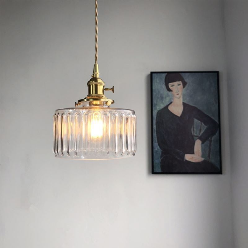 Vintage Stunning Cylinder Glass Pendant Light - Cueteks
