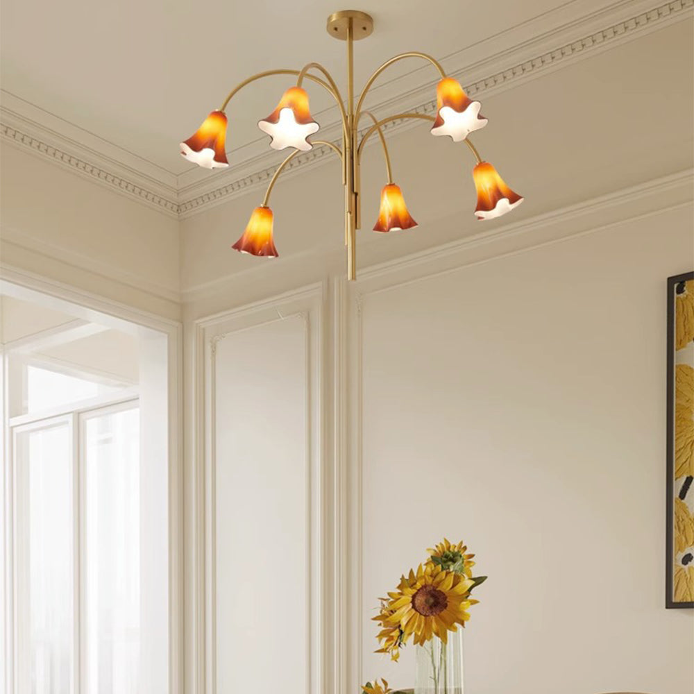 French Vintage Glass Flower Bedroom Chandelier Bauhaus Chandeliers - Cueteks