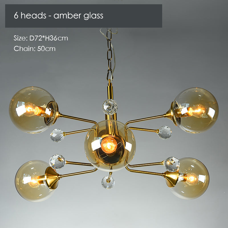 Gold Glass Modern LED chandelier - Cueteks