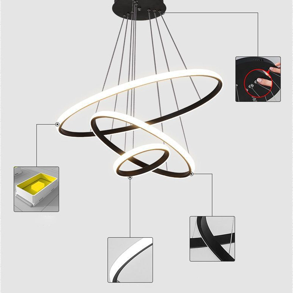 LED Ring Pendant Light Suspended Hanging Ring Chandelier - Cueteks