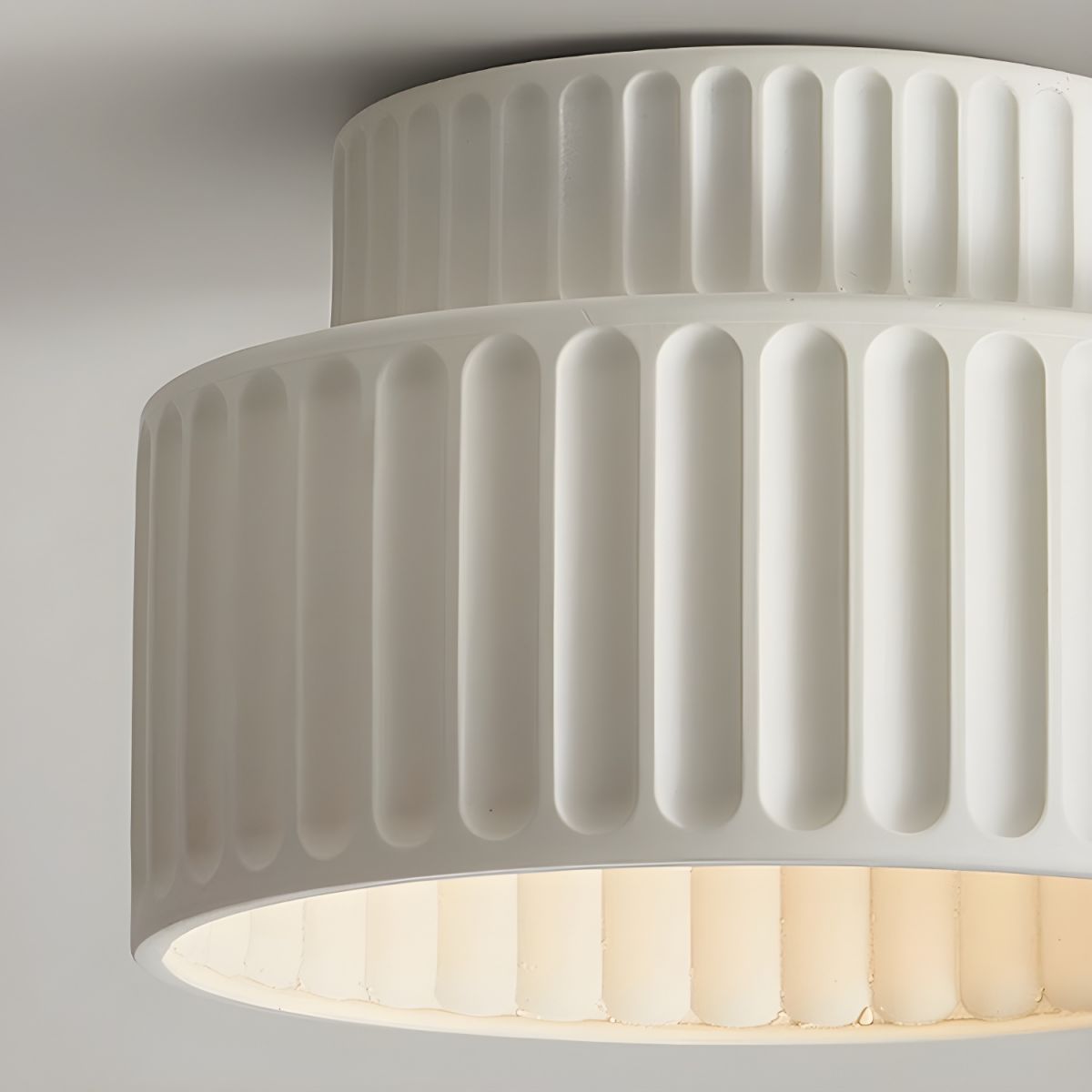 Vintage Cream Style Drum Semi Flush Mount Ceiling Lamp - Cueteks