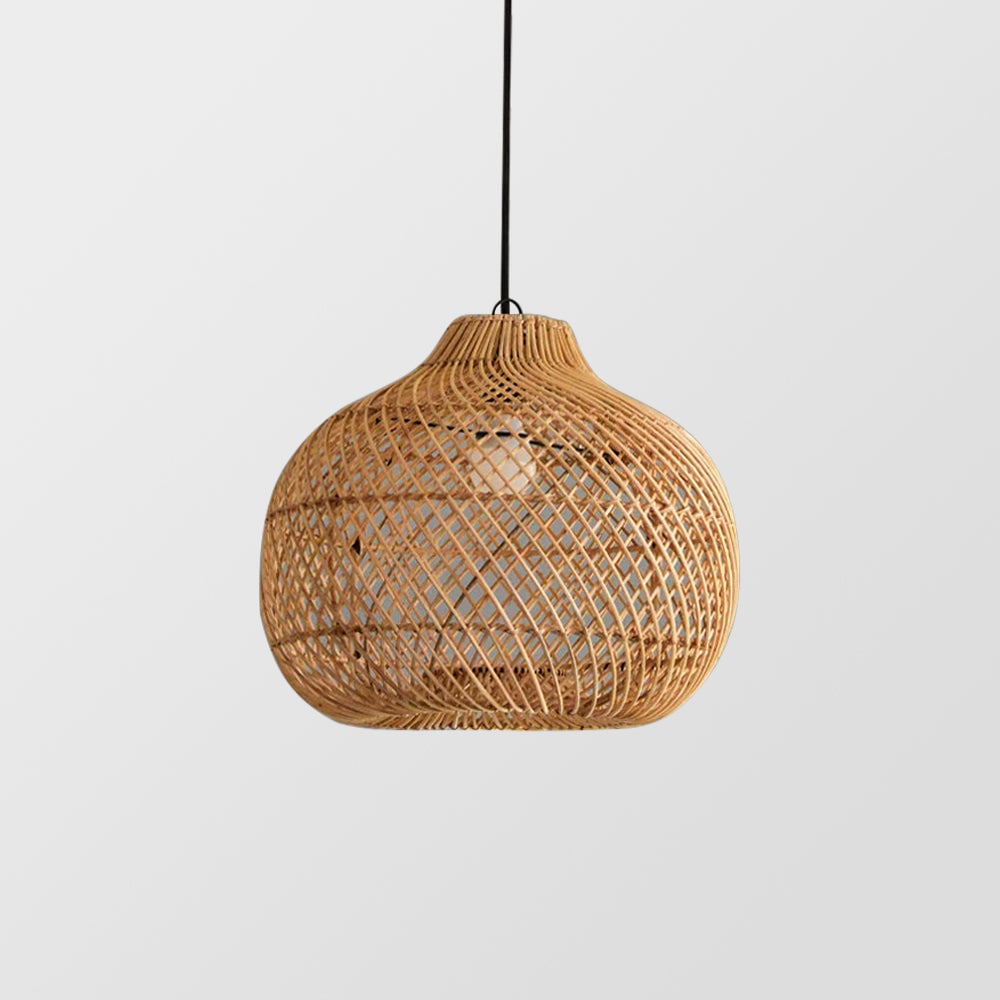 Handmade Wicker Basket Rattan Pendant Light - Cueteks