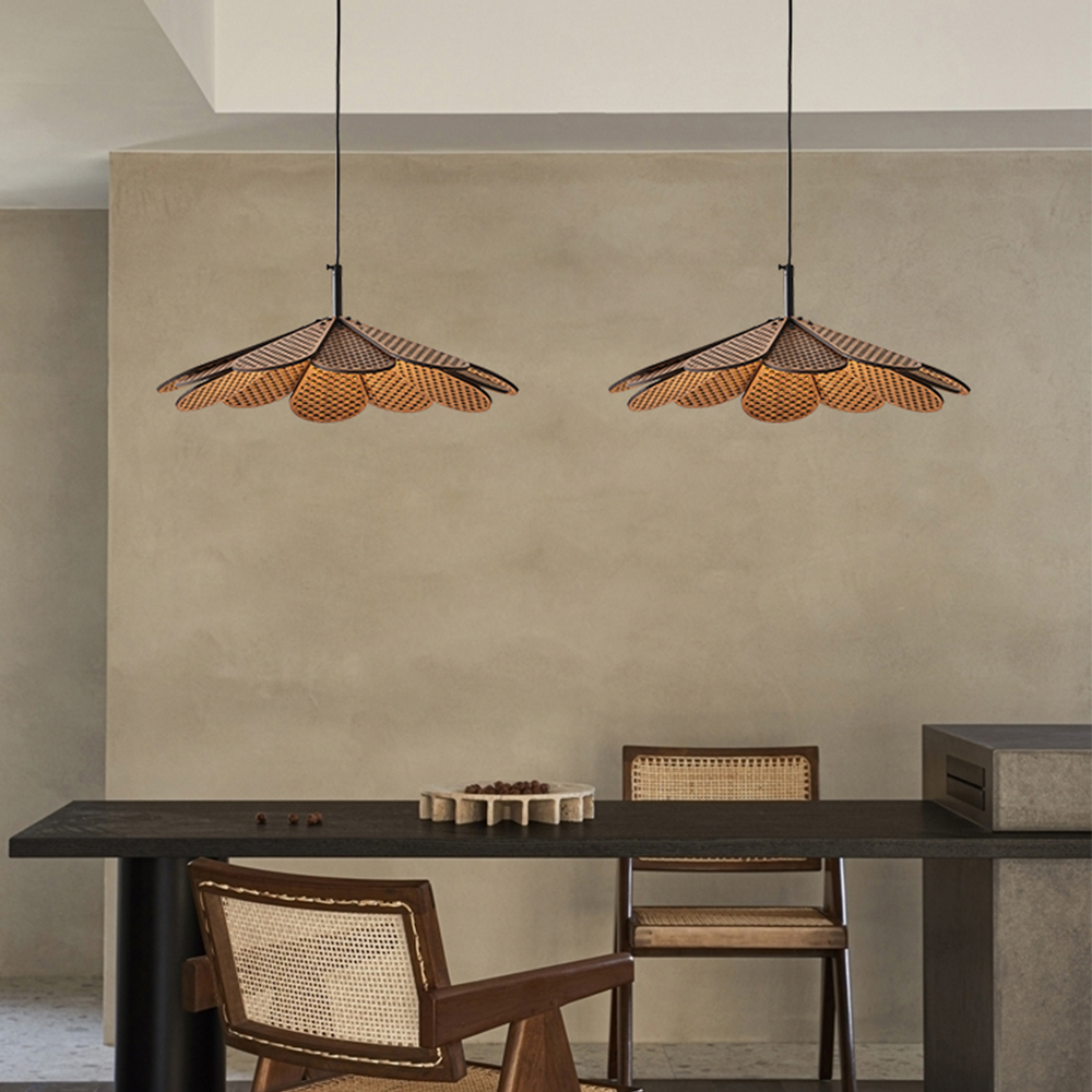 Hollyhock LED Rattan Leaves Pendant Light - Cueteks
