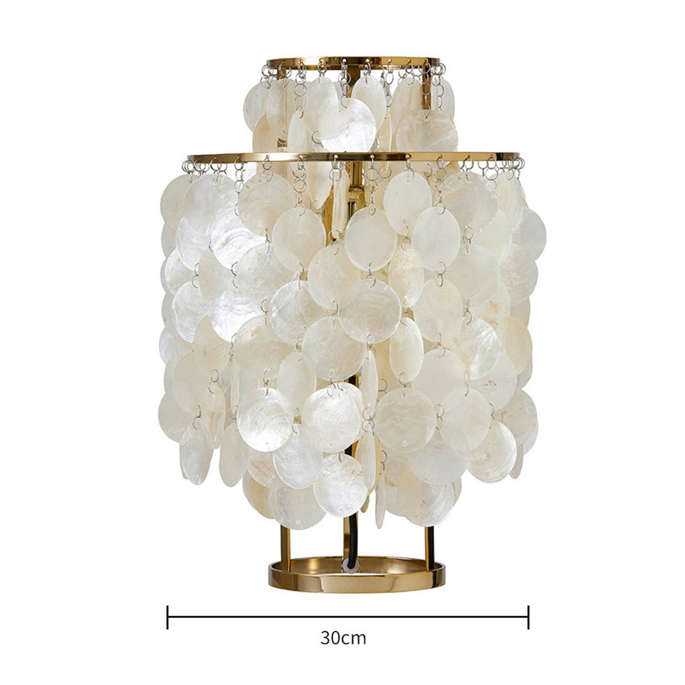 Danish Seashell Pearl Wind Chimes Decorative Table Lamp - Cueteks