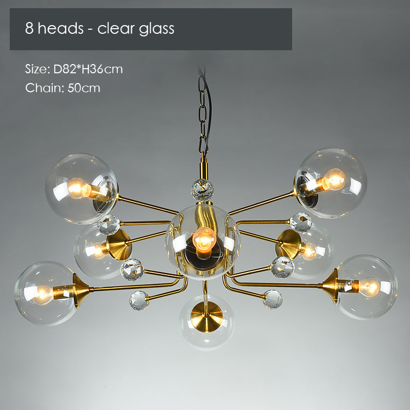 Gold Glass Modern LED chandelier - Cueteks