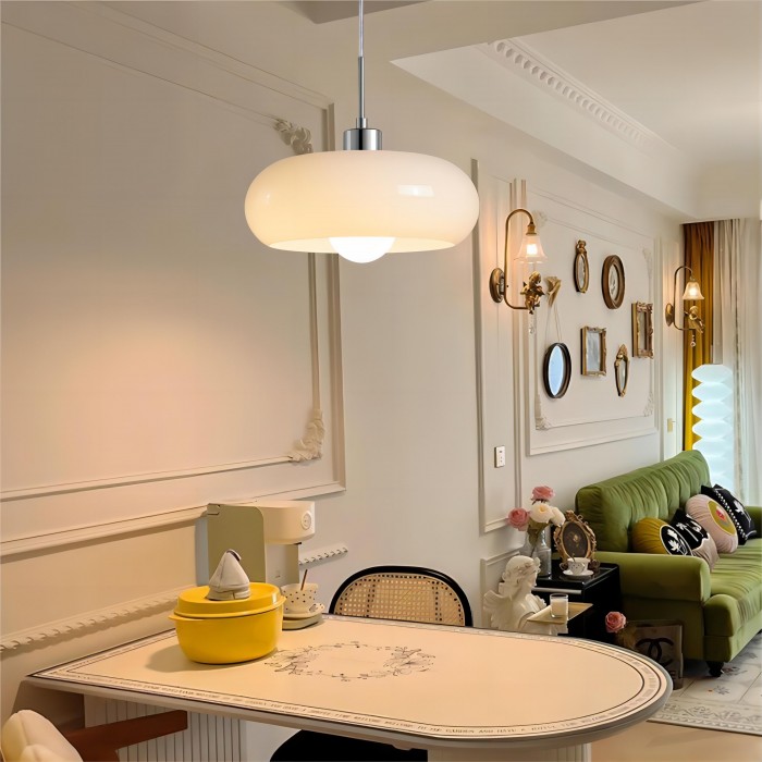 Nordic Retro Bauhaus Round Glass Pendant Light - Cueteks