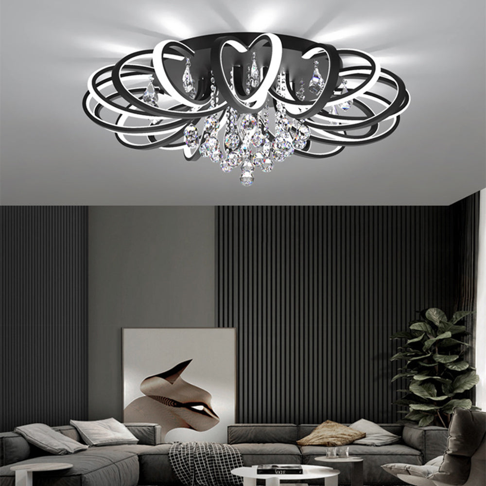 Modern Black Acrylic LED Flush Mount Ceiling Light - Cueteks