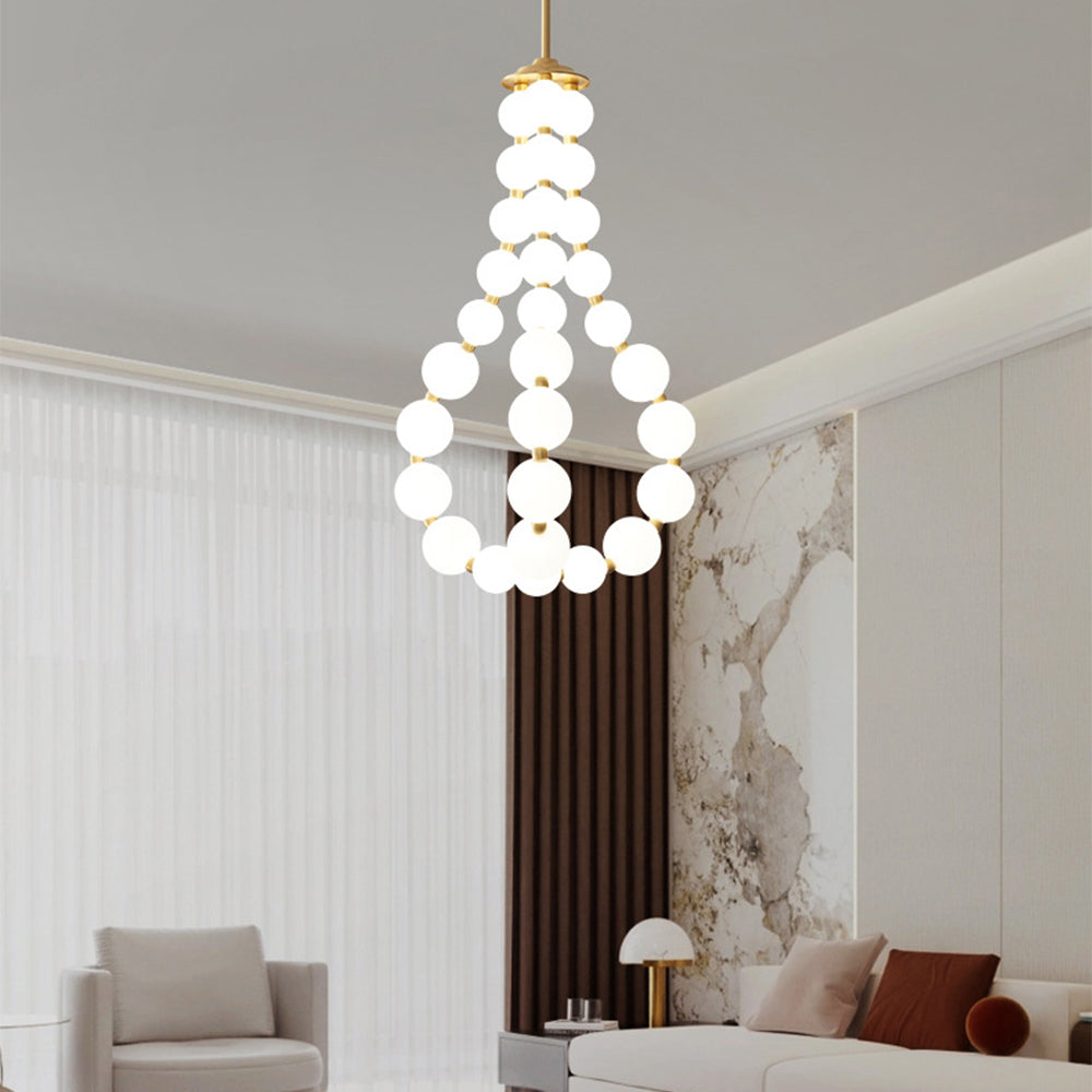 Art Deco White Bubble LED Chandelier For Staircase - Cueteks