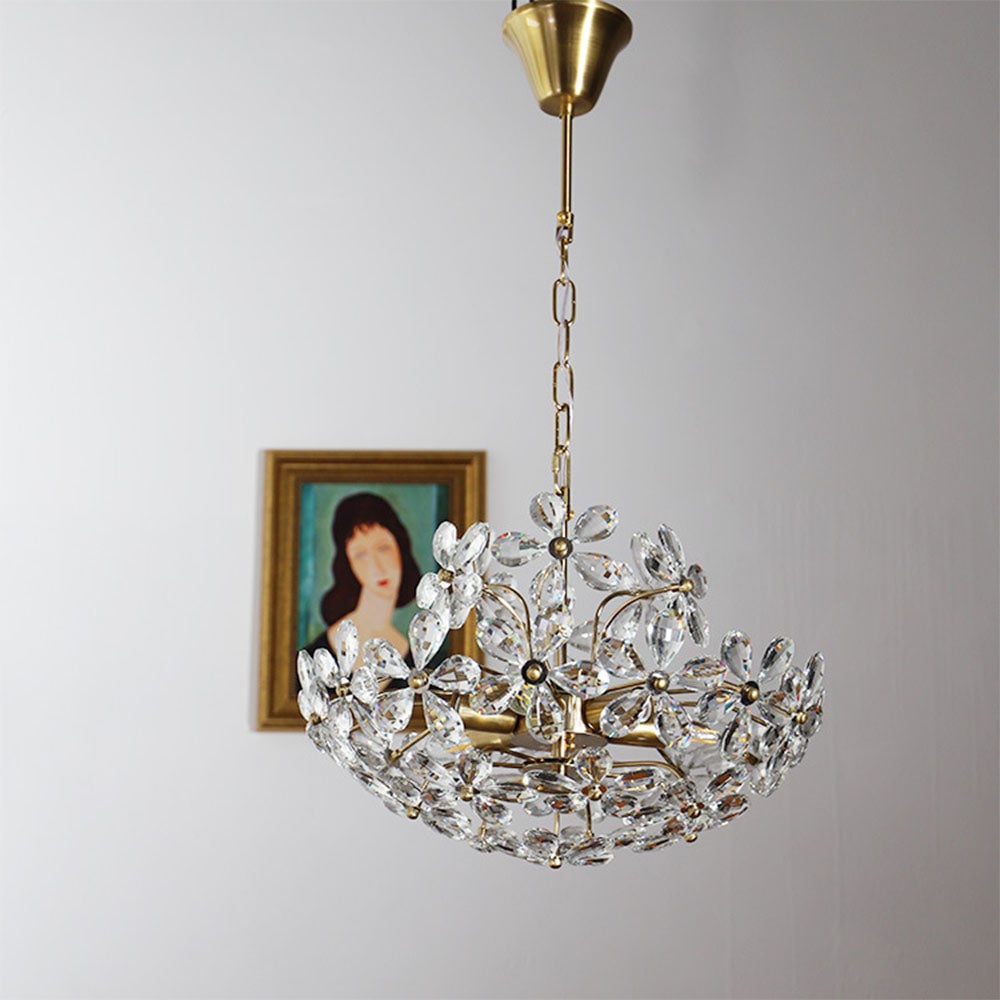 Luxury Crystal Bouquet Brass Chandeliers - Cueteks