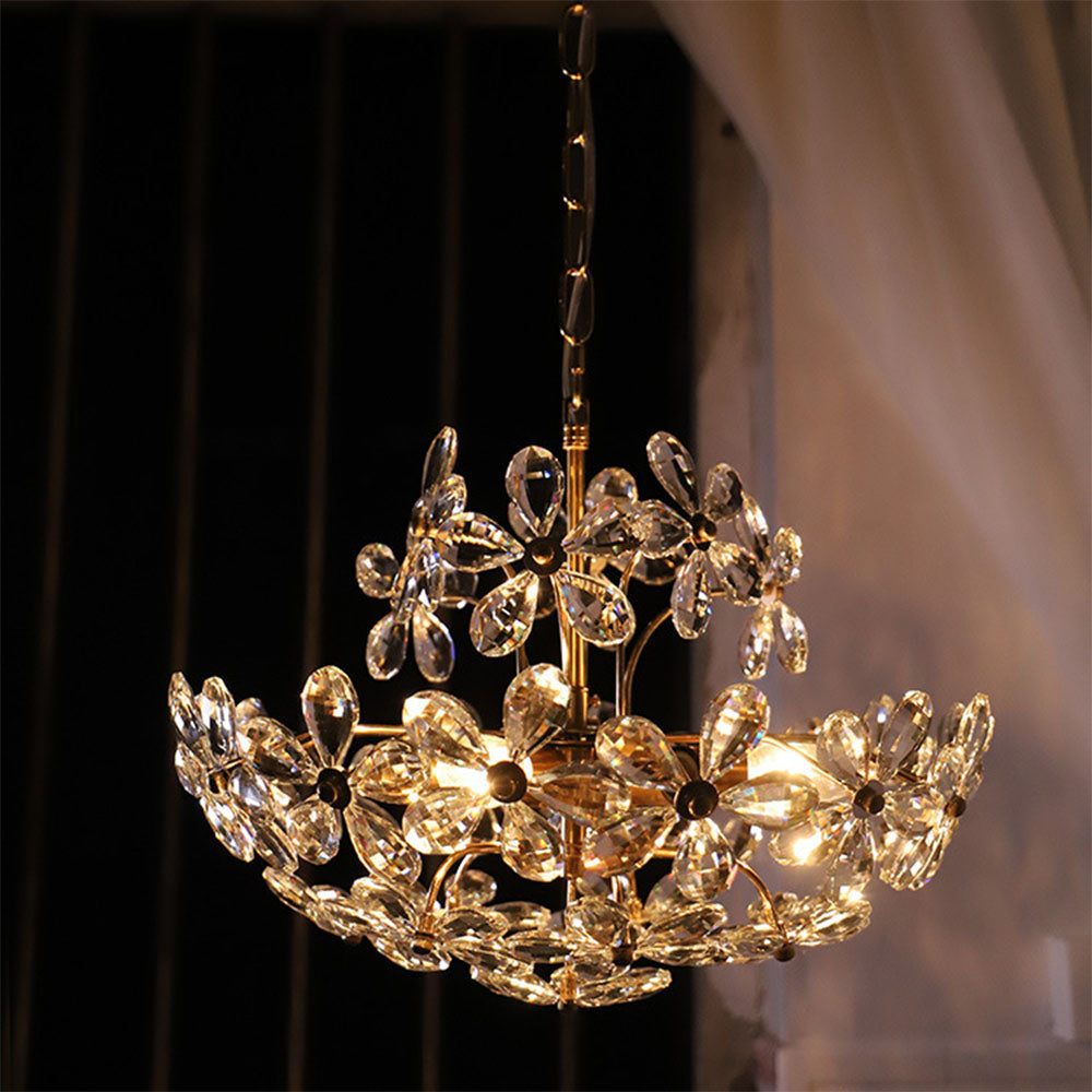 Luxury Crystal Bouquet Brass Chandeliers - Cueteks