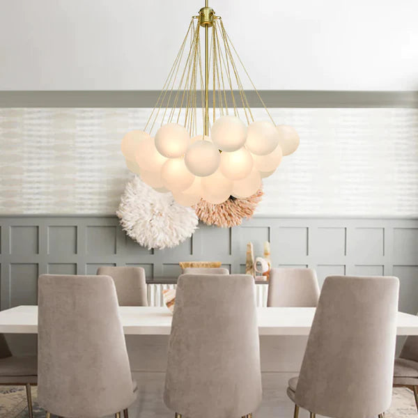 Bubble Chandelier Nordic Frosted Glass Ball Chandelier for Dining Room - Cueteks
