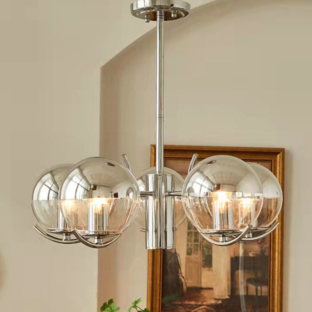 Modern Silver Glass Space Ball Chandelier - Cueteks