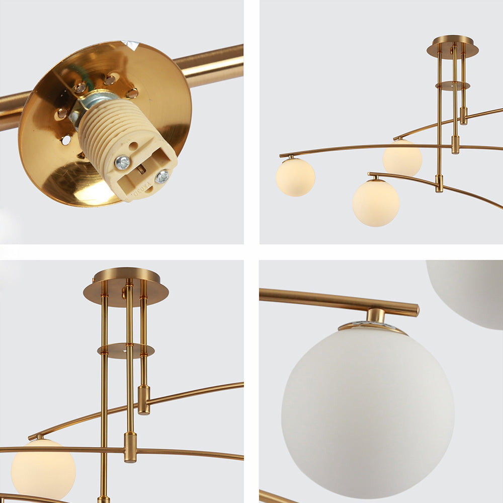 Modern Nordic Glass Ball Semi Flush Chandelier - Cueteks