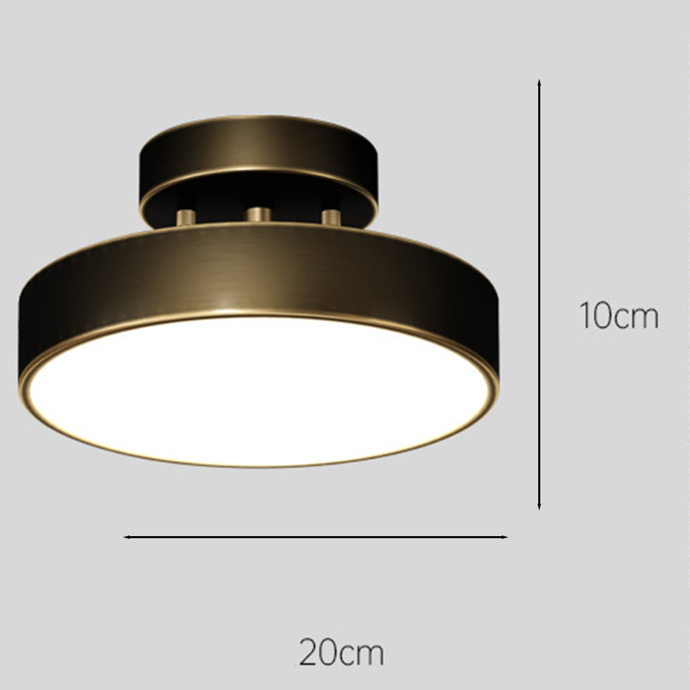 Simple Led Copper Semi Flush Mount Ceiling Light - Cueteks