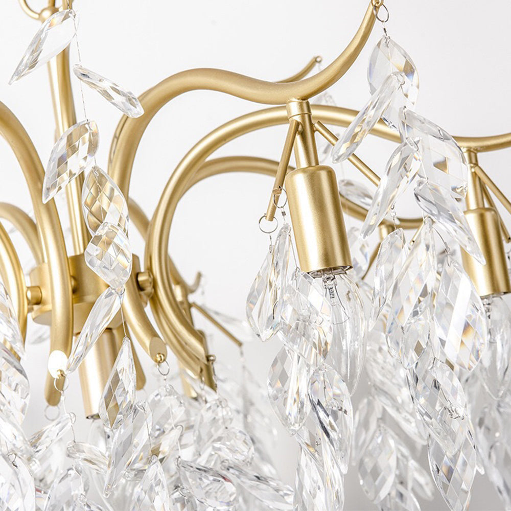Modern Large Crystal Gold Tiered Dining Room Chandelier - Cueteks