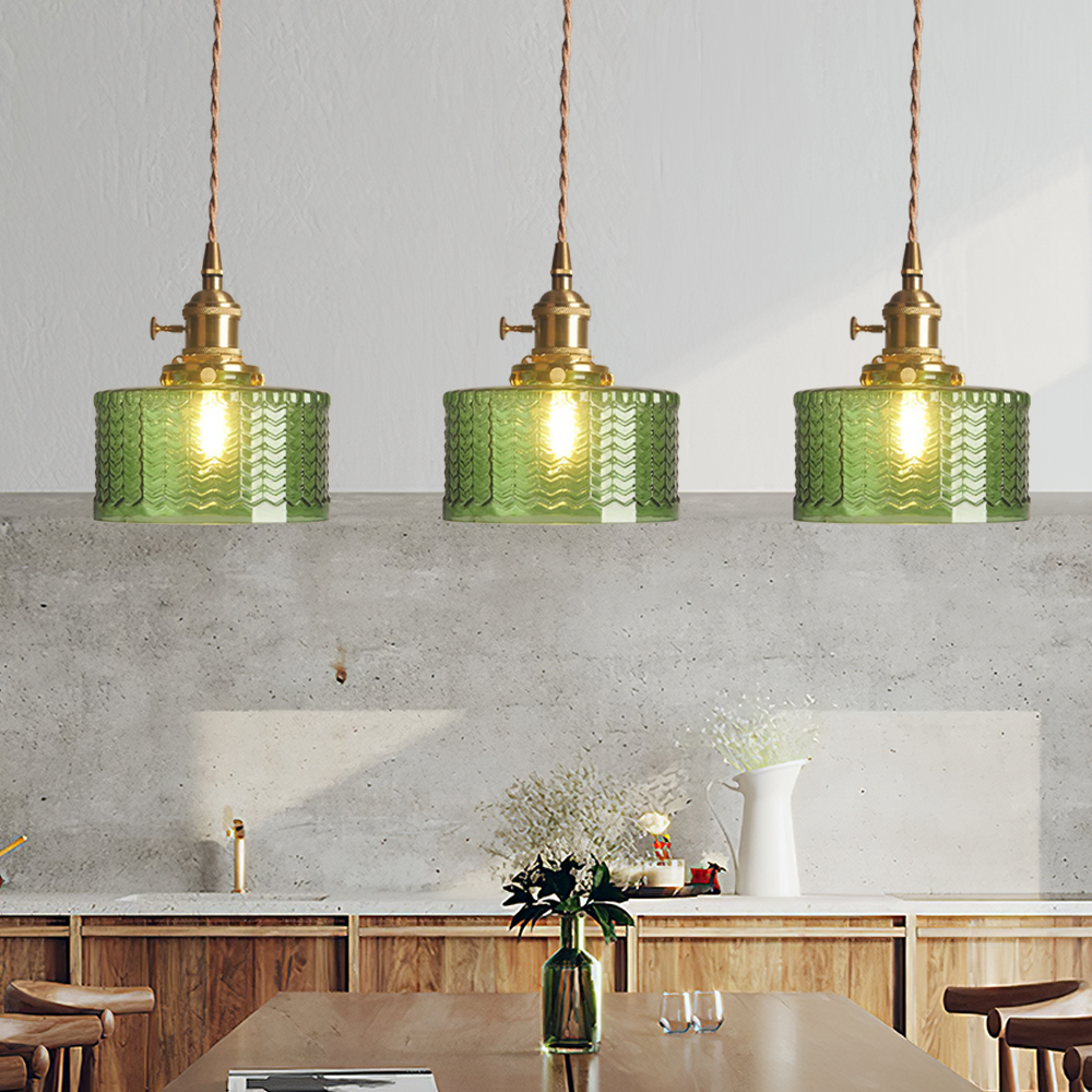 Vintage Stunning Cylinder Glass Pendant Light - Cueteks