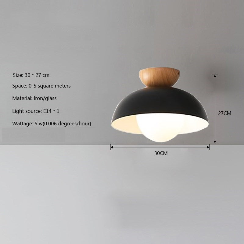 Black ceiling-style diagram marking 30 × 27 cm, E14 × 1, 5 W and a suggested 0–5 m² area