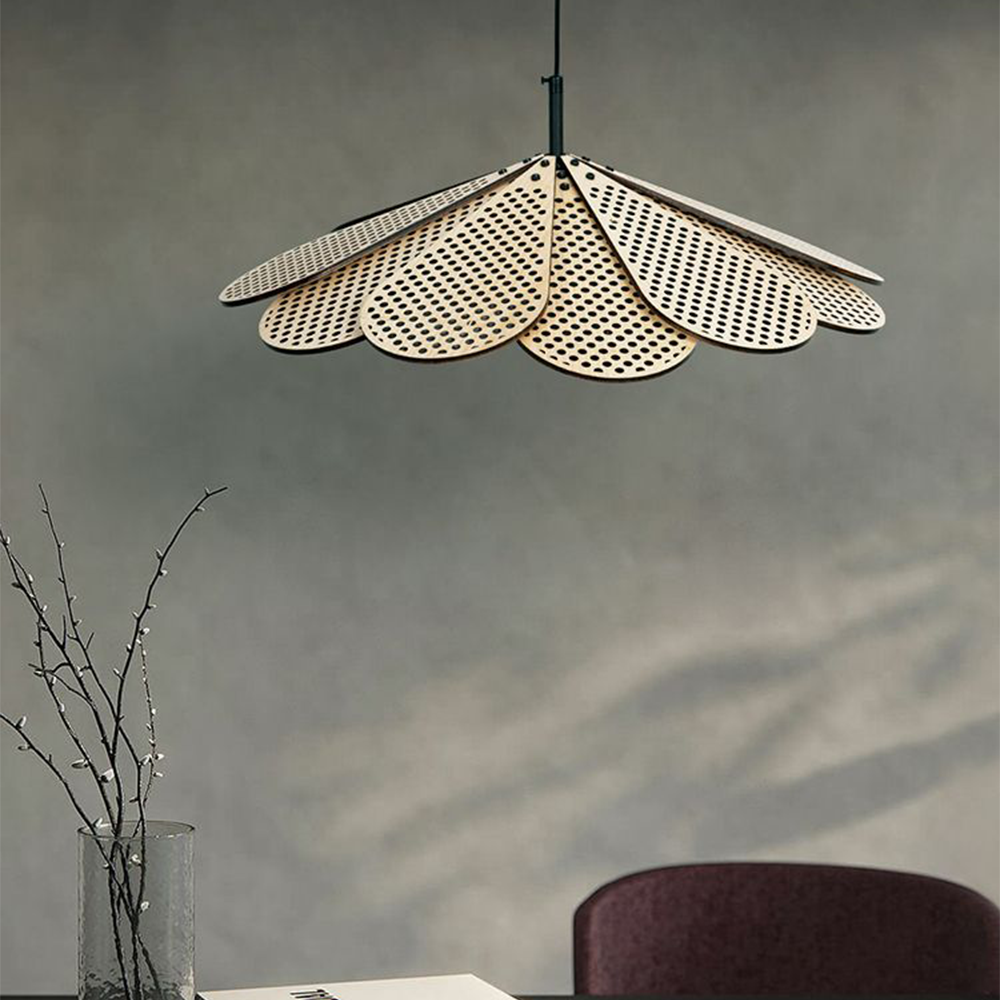 Hollyhock LED Rattan Leaves Pendant Light - Cueteks