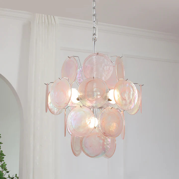 Pink Murano Glass Chandelier for Living Room - Cueteks