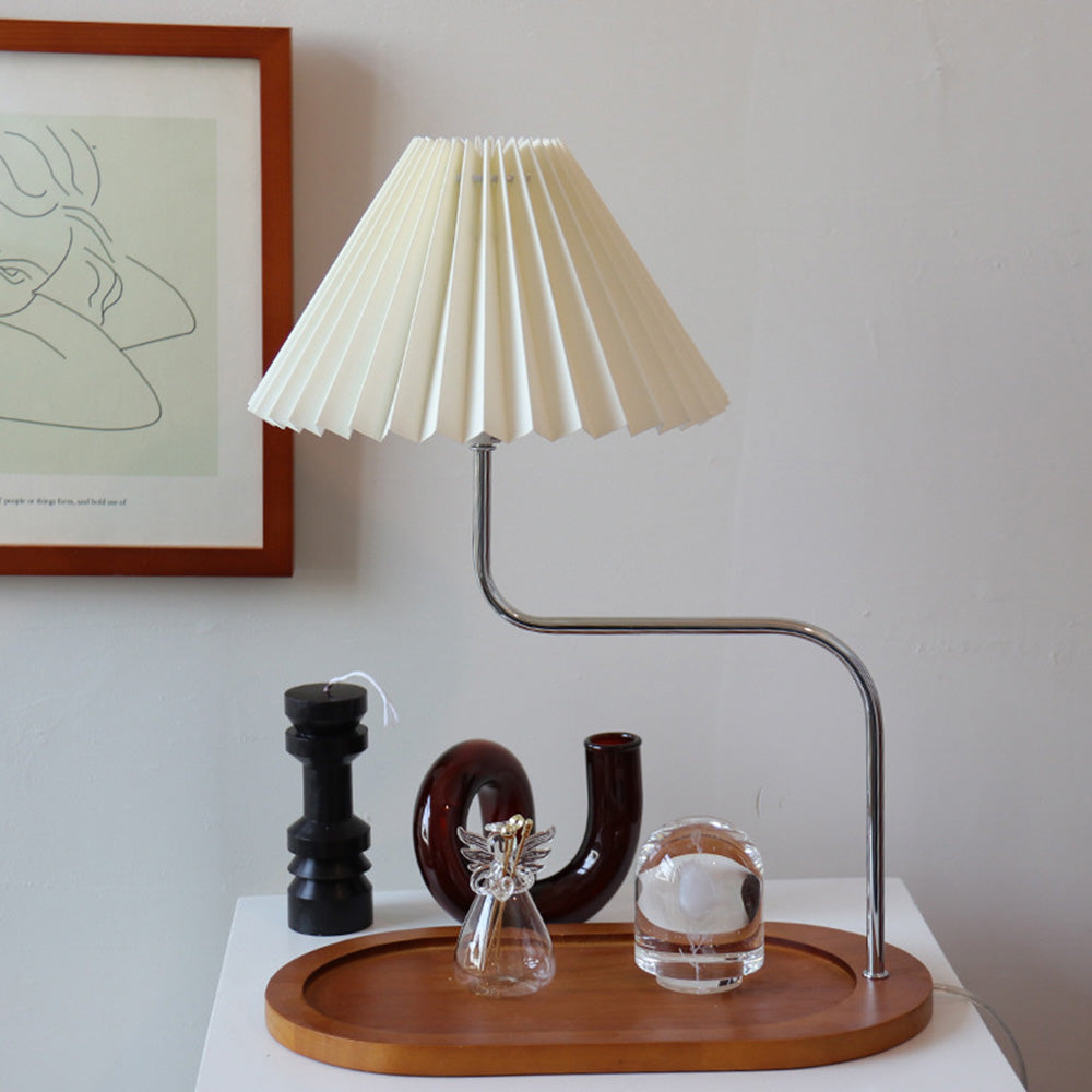 Solid Wood Retro Creative Pleated Table Lamp - Cueteks