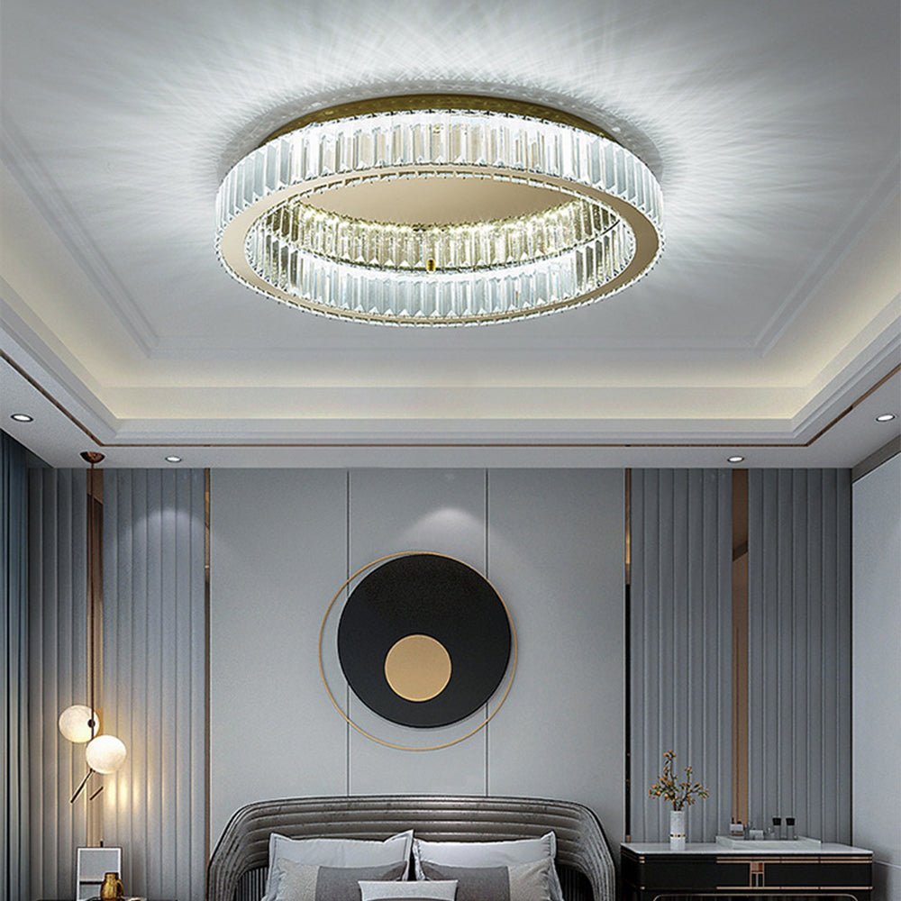 Modern Circle Gold Crystal Ceiling Light - Cueteks
