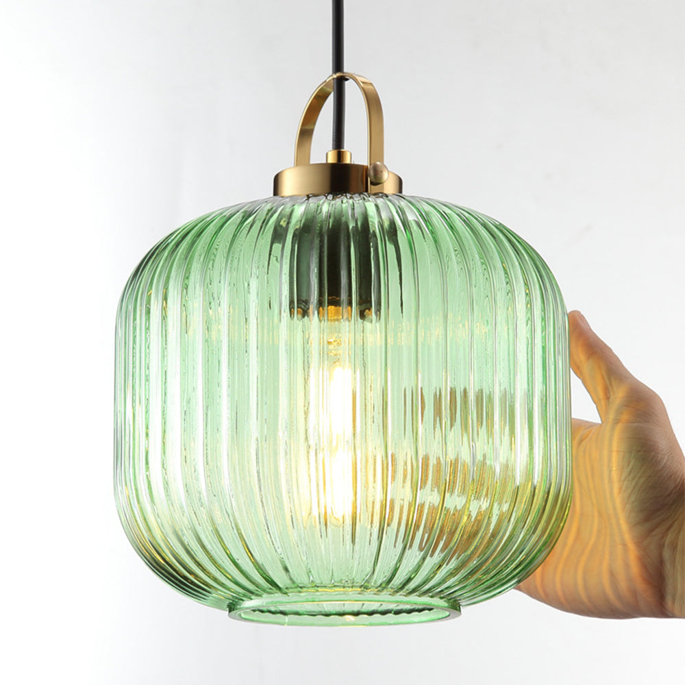 Retro Green Lantern Glass Pendant Lamp - Cueteks
