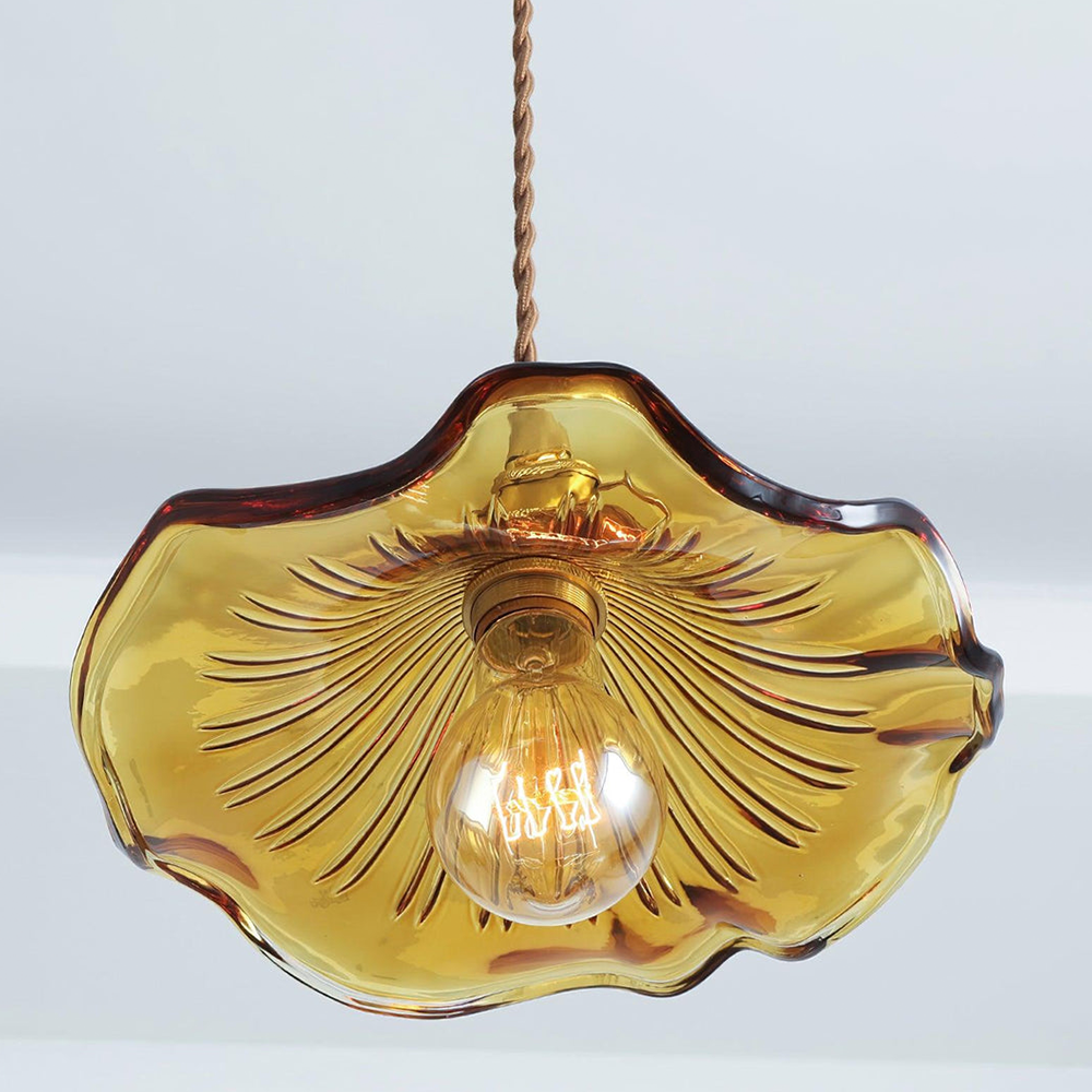 Stylish Hibiscus Flower Glass Pendant Light - Cueteks