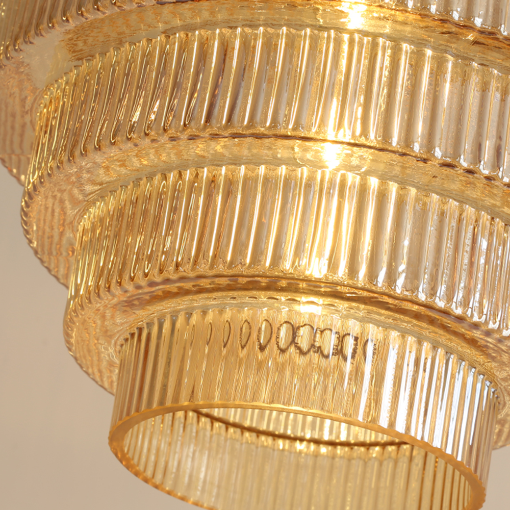 Antique Stripped Glass Brass Pendant Light - Cueteks