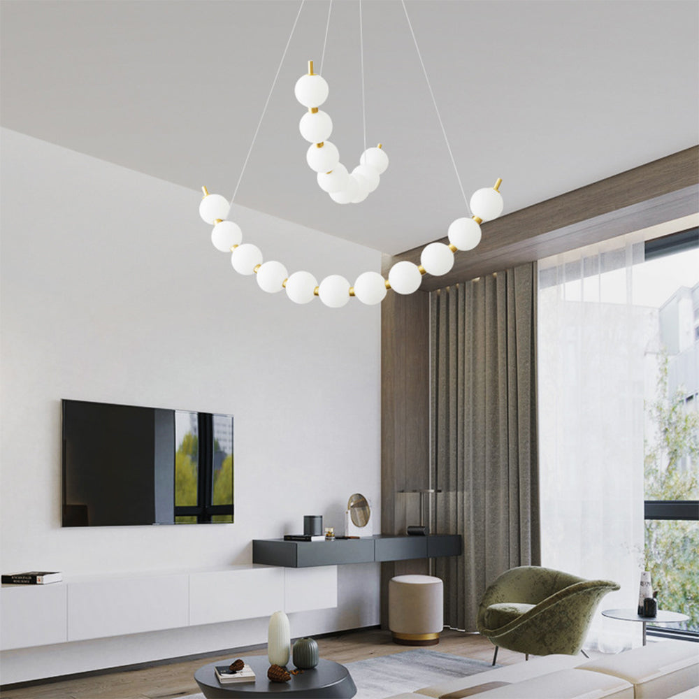 Unique Pearl Design White Ball LED Necklace Chandelier - Cueteks