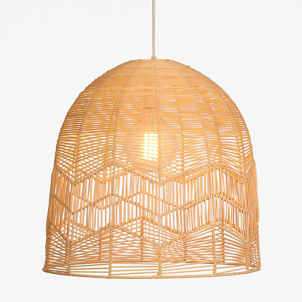 Vintage Handmade Basket Rattan Round Shades Pendant Light - Cueteks