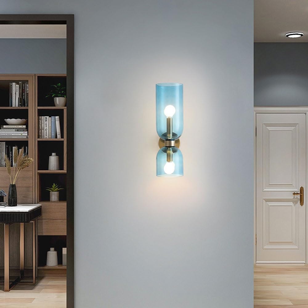 Double Head Glass Wall Lamp LED Sconce for Bedroom - Cueteks