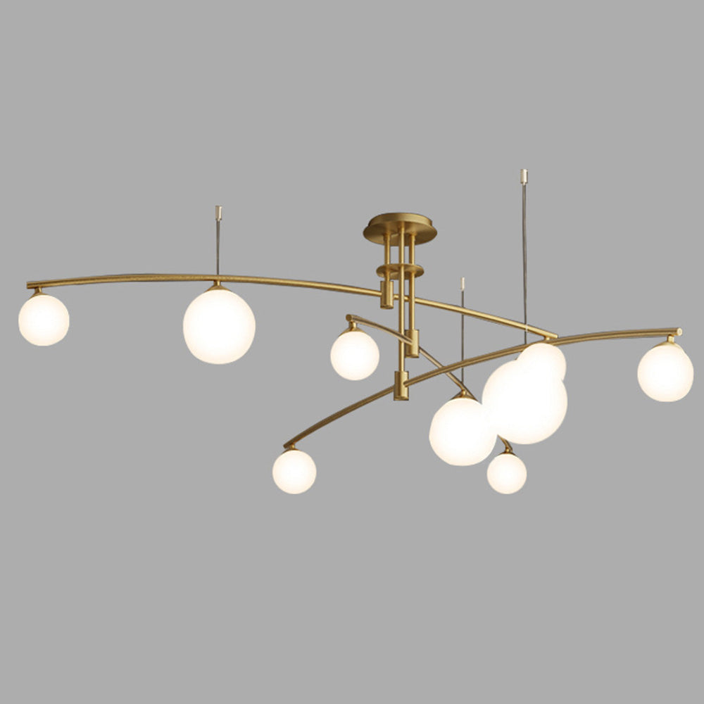 Modern Nordic Glass Ball Semi Flush Chandelier - Cueteks
