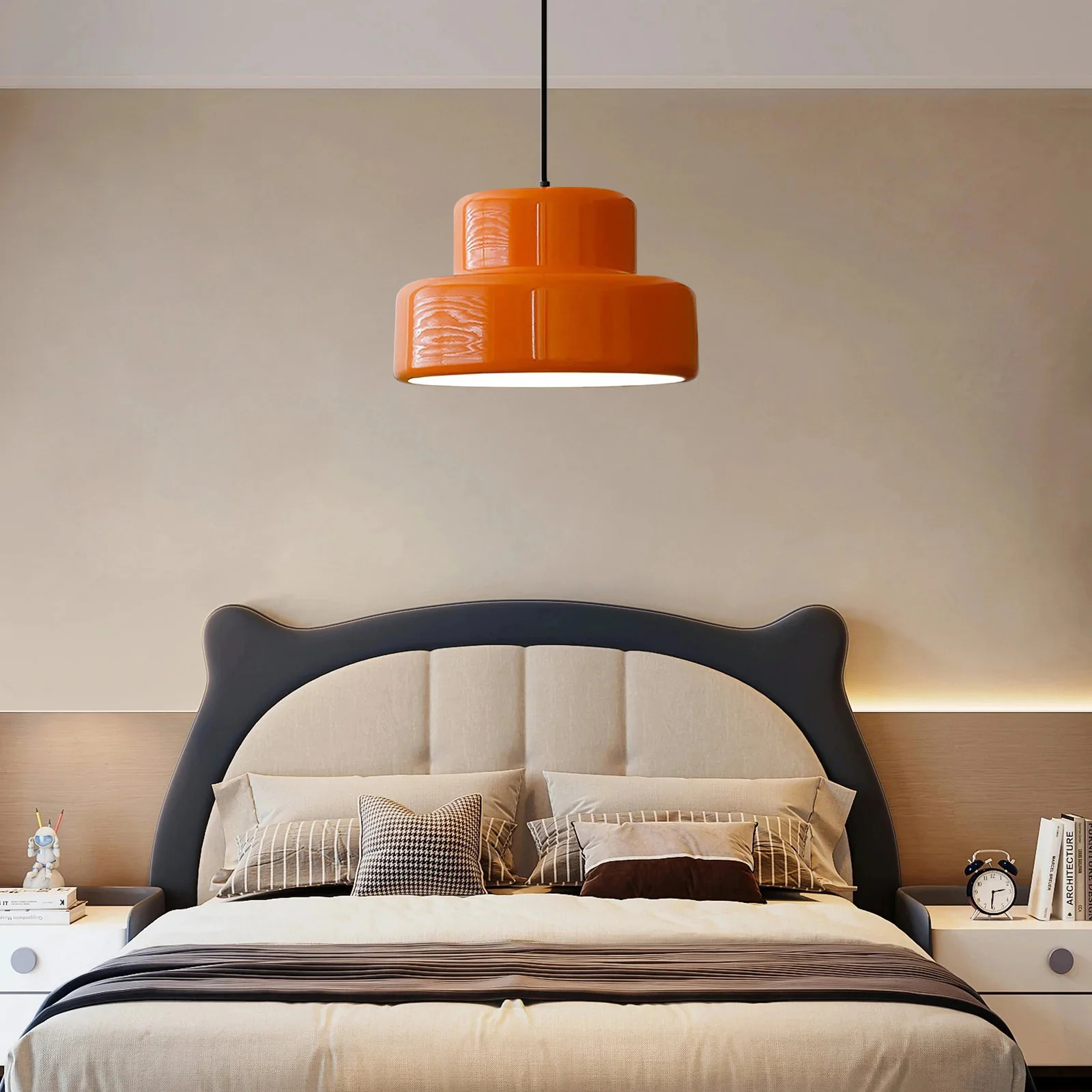 Bauhaus Vintage Orange Warm Pendant Light For Dining Room - Cueteks