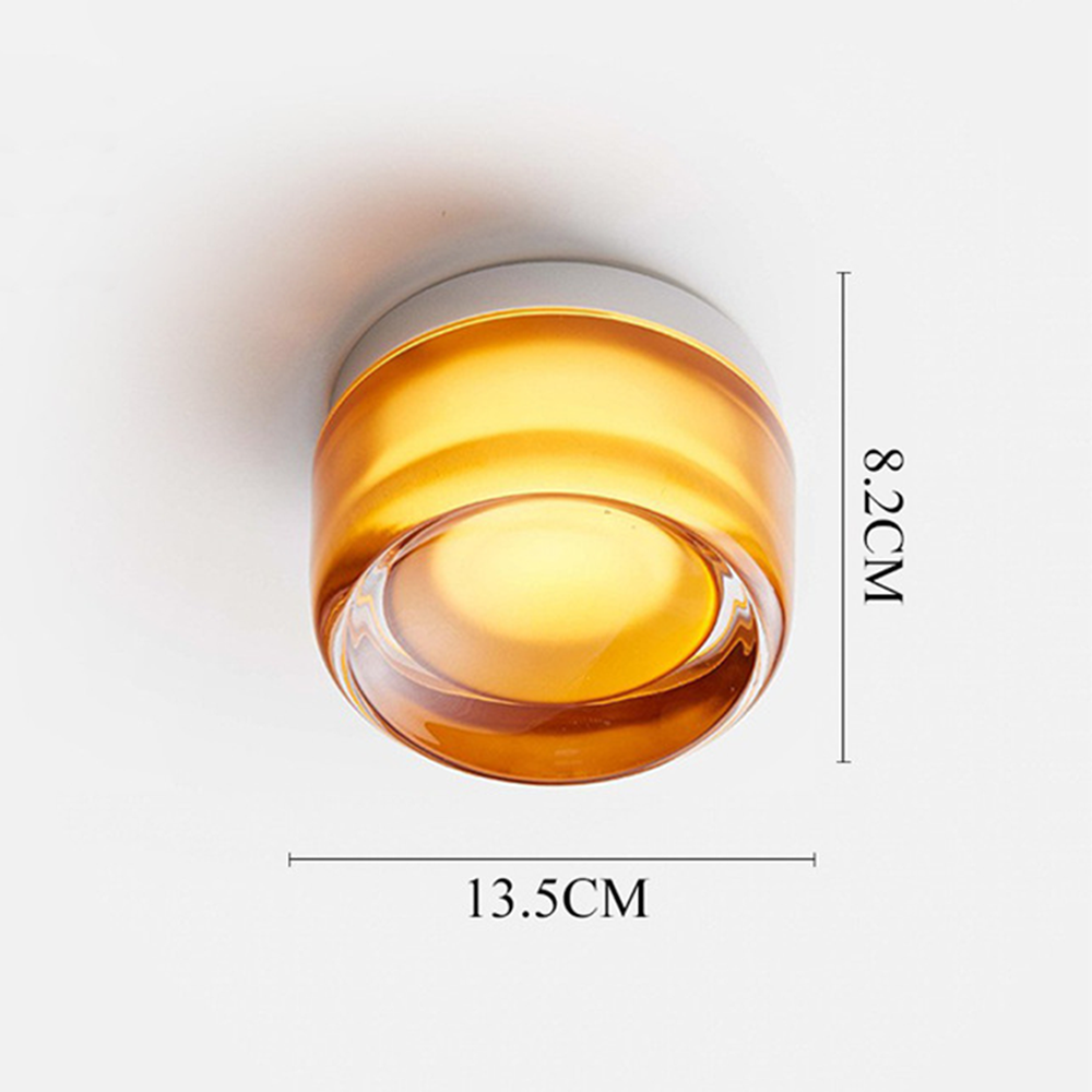 Amber Dimple wall-light guide labels 13.5 cm across the front and 8.2 cm alongside the body