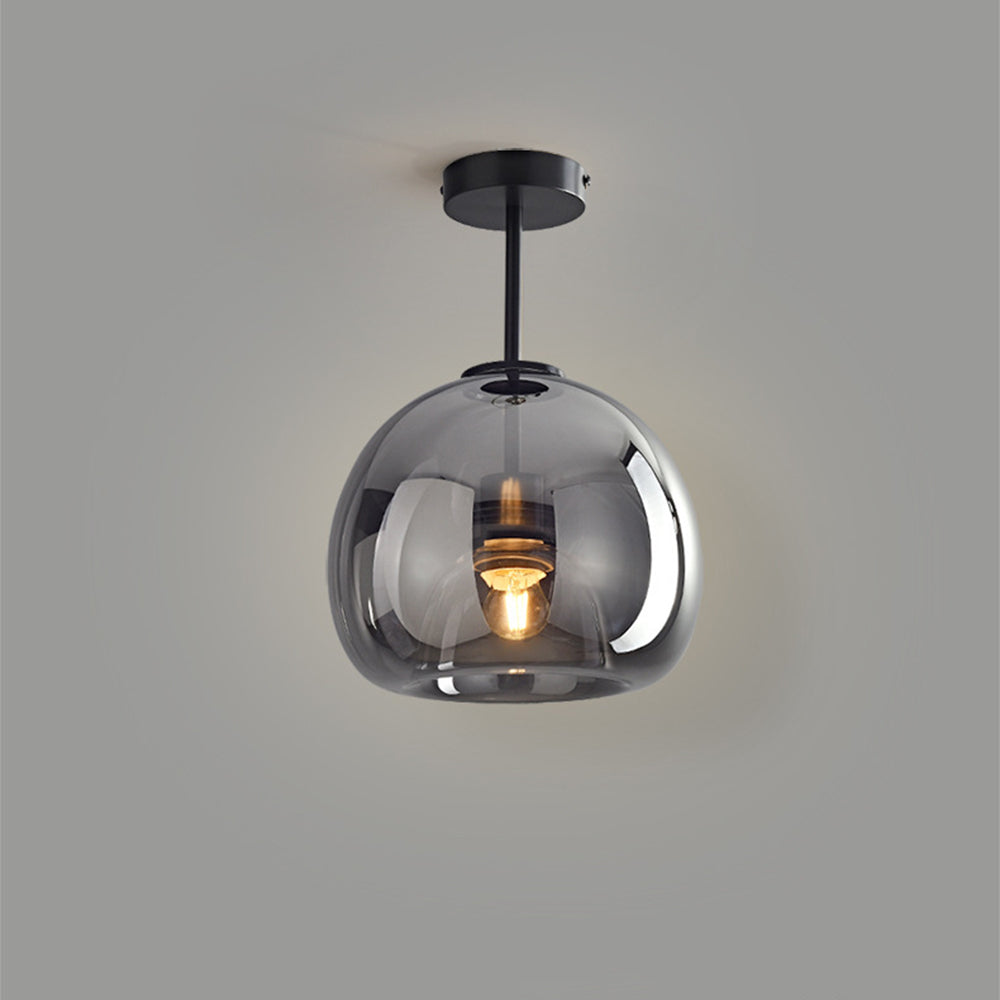 Retro Copper Glass Semi Flush Mount Ceiling Light - Cueteks