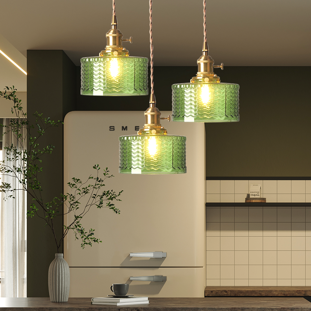 Vintage Stunning Cylinder Glass Pendant Light - Cueteks