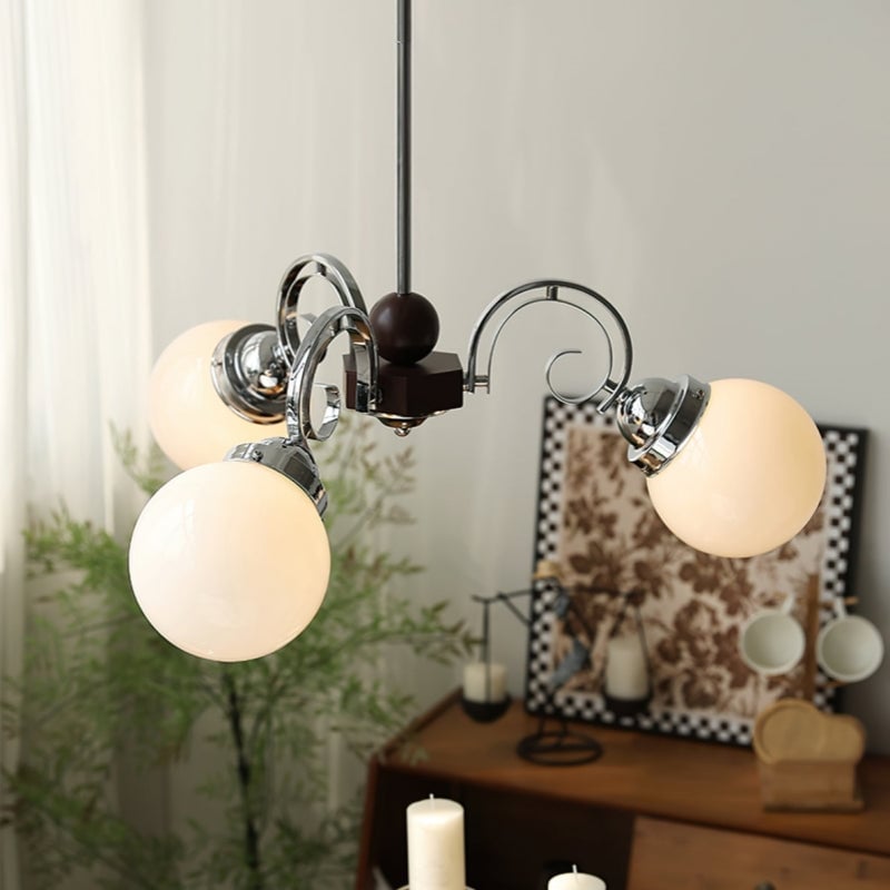 Vintage Kotter Cream Glass Chandelier - Cueteks