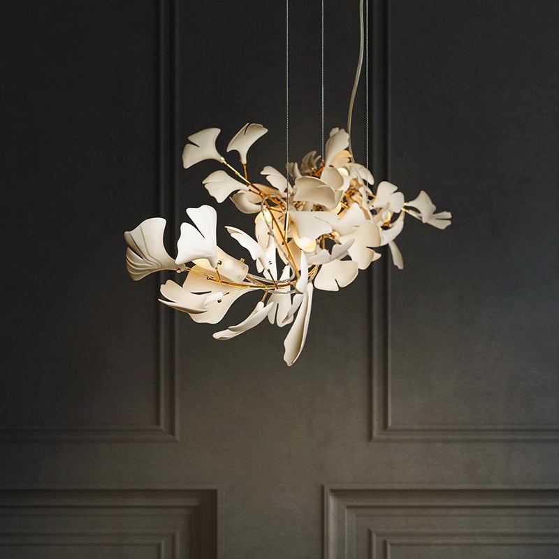 Olivia Kronleuchter Art Déco-Designs für Foyer, Ginkoblätter Kronleuchter - Cueteks