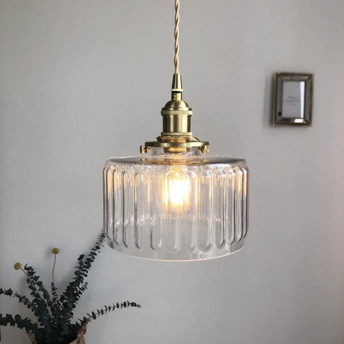 Vintage Stunning Cylinder Glass Pendant Light - Cueteks