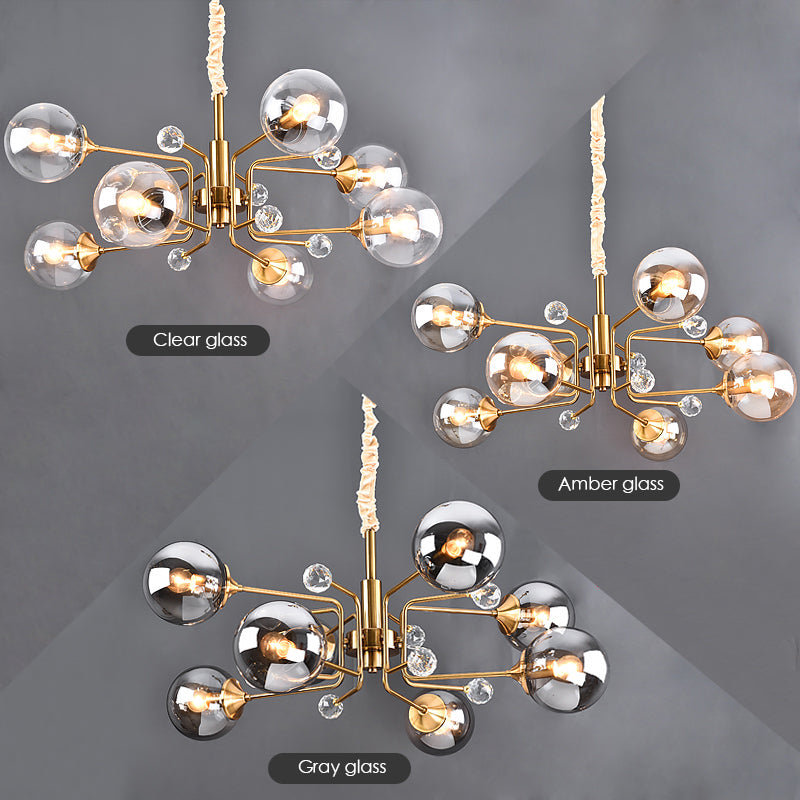 Gold Glass Modern LED chandelier - Cueteks