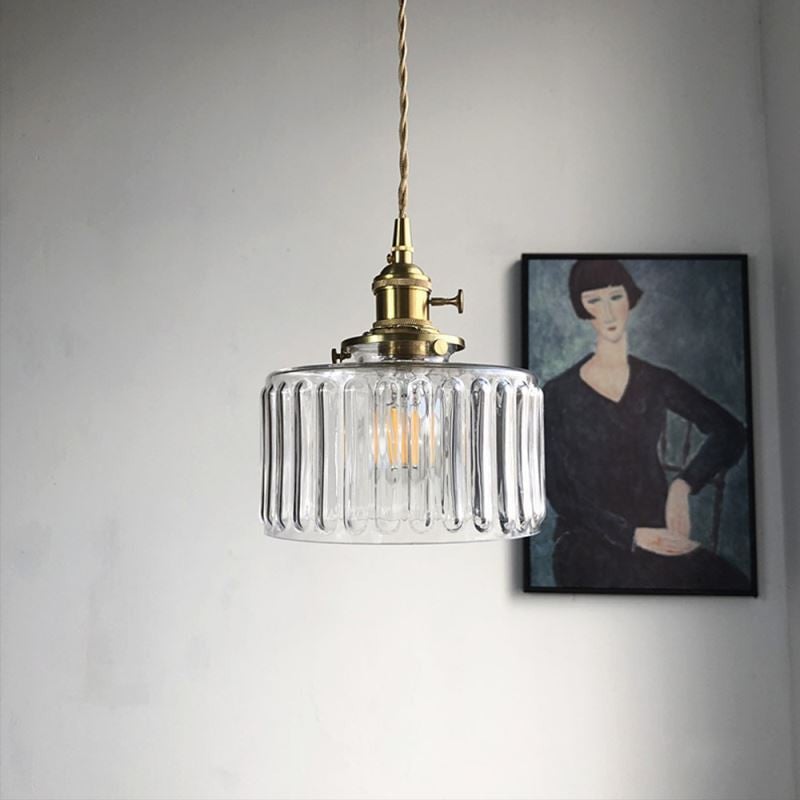 Vintage Stunning Cylinder Glass Pendant Light - Cueteks