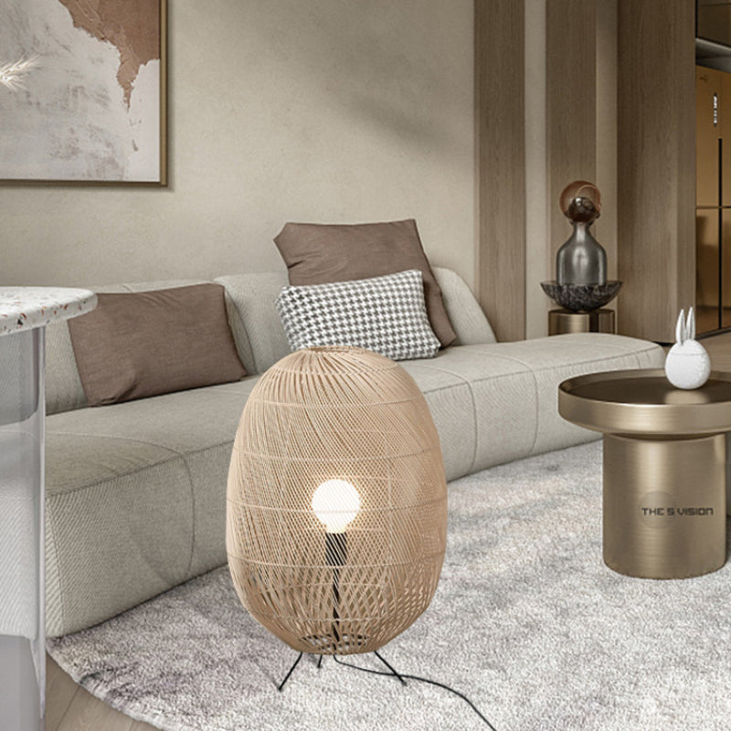 Natural Rattan Midi Floor Lamp for Living Room - Cueteks
