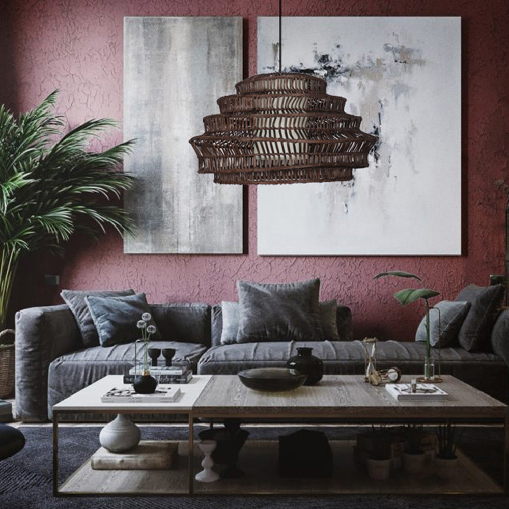 Modern Rattan Cage Pendant Light - Cueteks