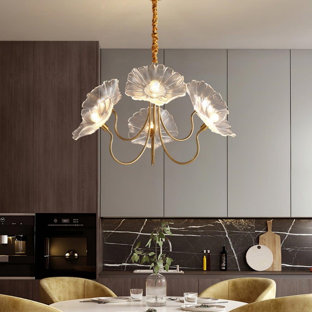Modern Lotus Leaf Glass Living Room Chandelier - Cueteks