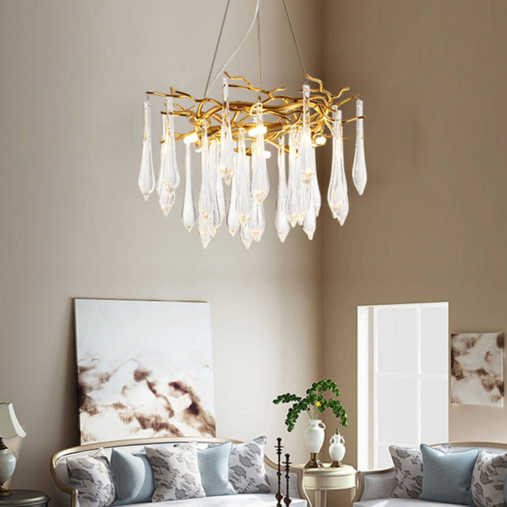 Modern Glass Teardrop Tiered Chandelier - Cueteks